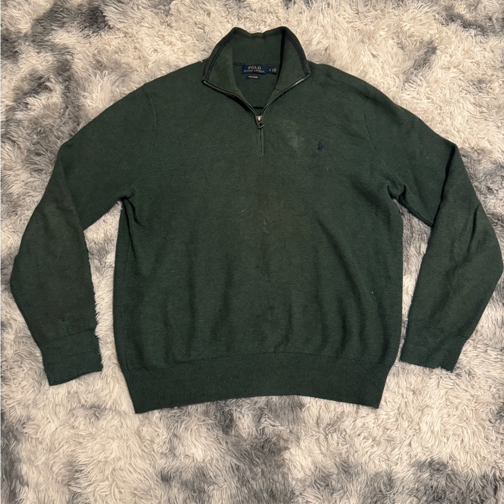 Ralph Lauren Men's Forest Green Zip-Up Sweater